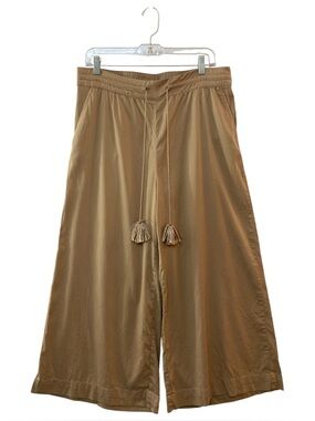 Travis Mathew Savanah Cropped Wide Leg Pants Size XL Tan Lightweight Neutral